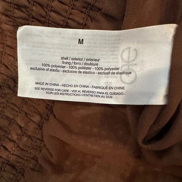 Sam Edelman SMOCKED SLIT-FRONT HALTER MIDI DRESS floral beige and brown sz med - Picture 8 of 9